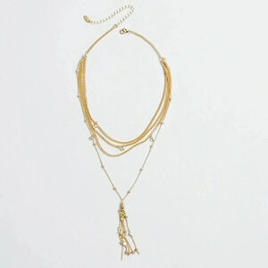 Rachel Zoe X Ettika - Layered Chain Drop Tassel 18k Gold Plated Necklace